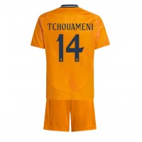 Real Madrid Aurelien Tchouameni #14 Fußballbekleidung Auswärtstrikot Kinder 2024-25 Kurzarm (+ kurze hosen)